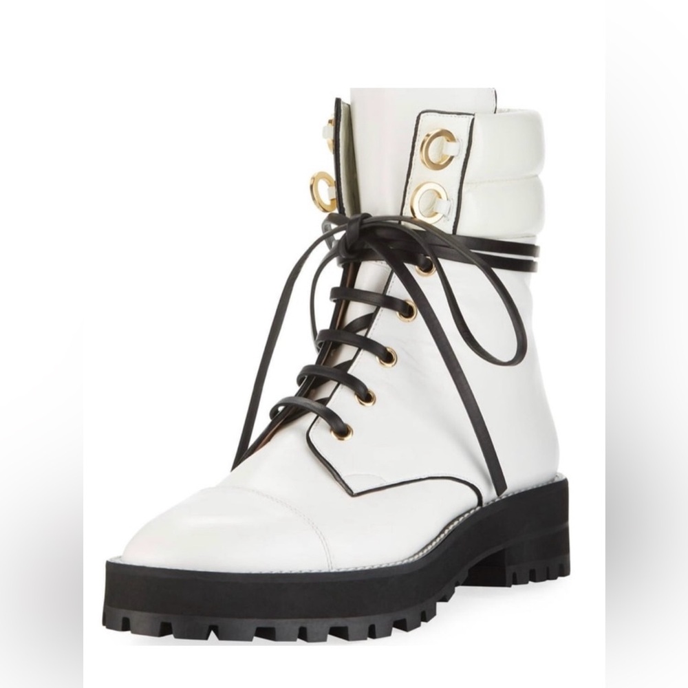 Stuart Weitzman Lexy Round Toe Leather Lace Up Boots